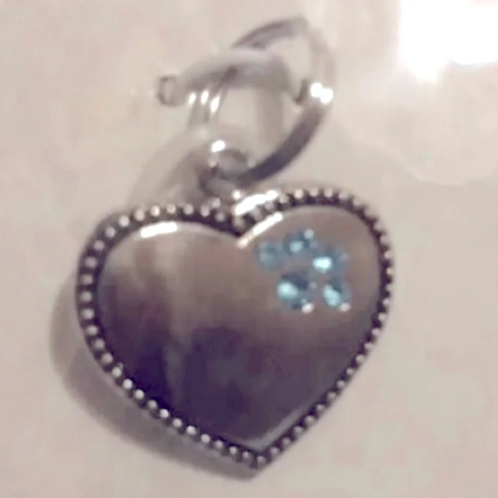 March Birthstone Heart Cat Collar Charm~NEW!